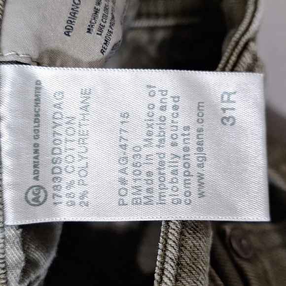 AG Adriano Goldschmied Men's Preppy The Tellis Modern Slim Olive Green Jeans 31R - Picture 7 of 10